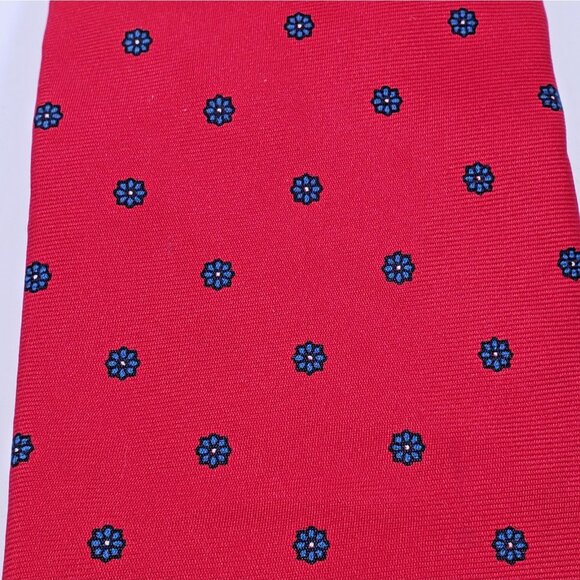 Hardy Amies London Neck Tie Red Floral 100% Silk 3"x61" - Picture 3 of 5